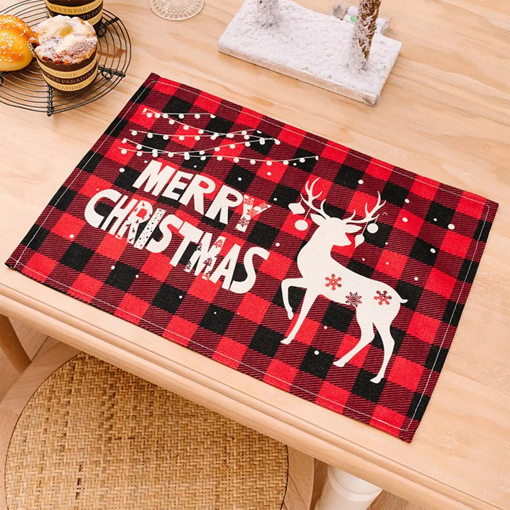 Printed Placemat With Letters Coffee Waterproof Nonslip Xmas Tables