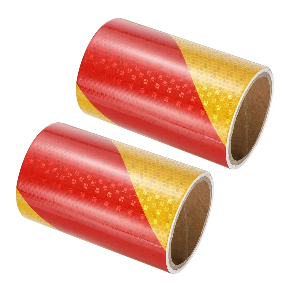 

10cm*10m Yellow Red Twill Reflective Tapes High Viscosity Safety Reflectors Stickers Waterproof Conspicuity For Truck Trails Car