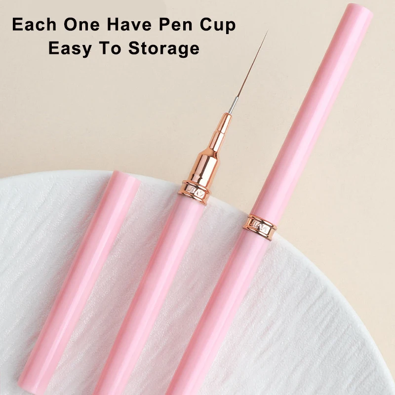 긴 선을 그리는 네일 아트 드로잉 펜 5개 세트 매니큐어 용품 네일 도트 드로잉 도구 얇은 디테일 정밀 드로잉 사이즈 7/9/11/15/25mm