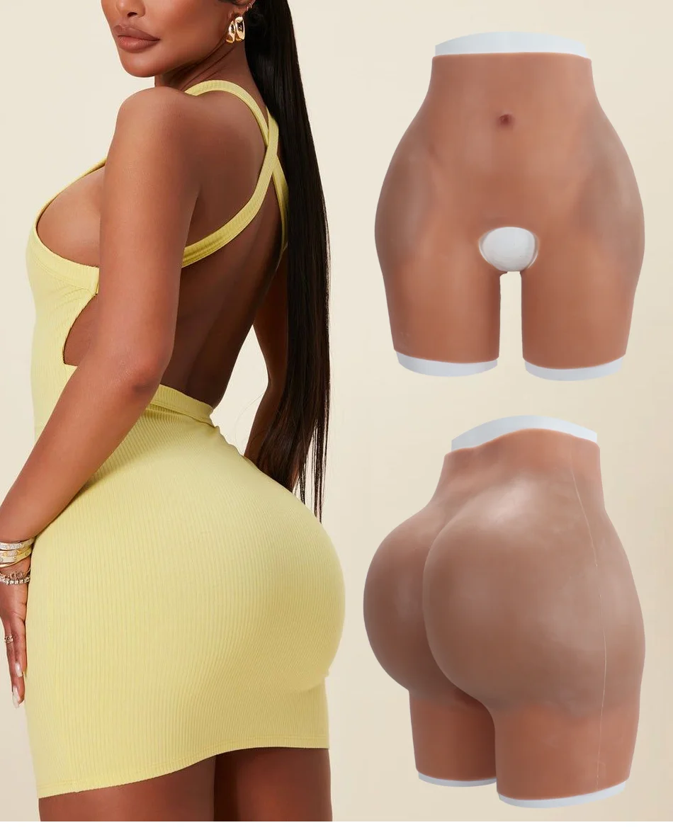 Calça feminina de silicone com abertura na virilha para aumento de glúteos e quadris, modeladora artificial com enchimento, ideal para cosplay de mulheres africanas plus size._voghion.com