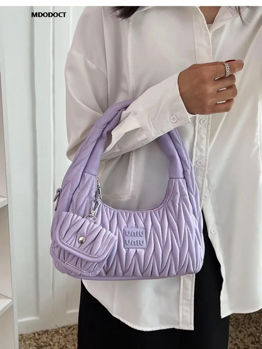 Pleated Ladies Shoulder Bag Armpit Purses 2023 New Women Luxury Designer Tote Bags Branded Pu Leather Purses And Handbag Fashion