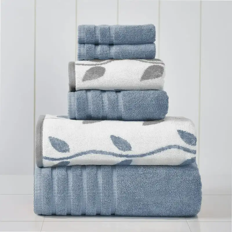 

Vines 6-Piece Cotton Bath Towel Set, Toallas de playa grandes Dish towel Towelie Microfiber hair towel Beach towels Hair towel T