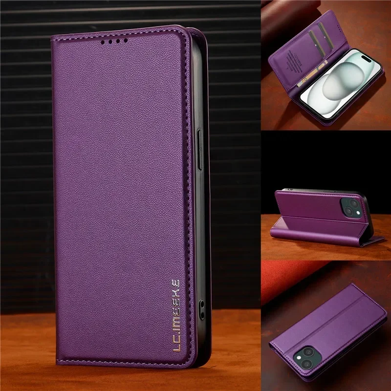 Luxury Magnetic Leather Wallet Card Slot Phone Case with Flip Stand Cover Coque