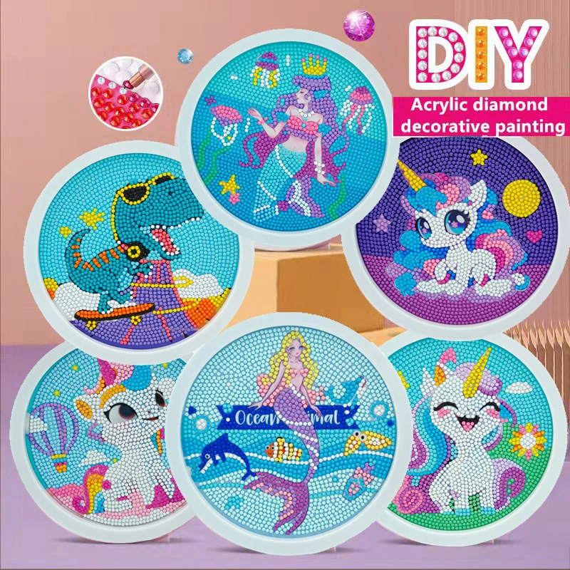 Diamond Painting Silicone Pipette Dropper Mosaic Craft Kit 5D DIY Diamonds Painting Cartoon Painting Unicorn Mermaid Mosaic Diamond Kits DIY Home Decoration Children Gift