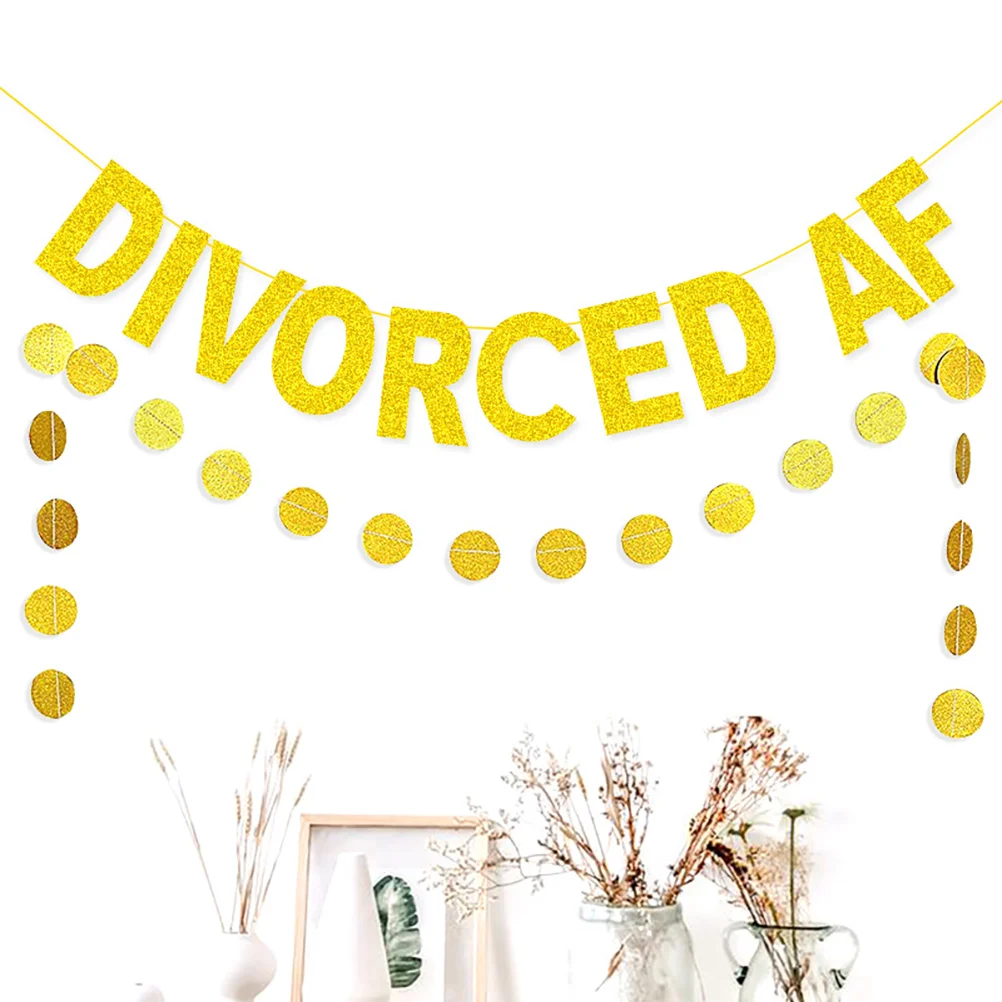 DIVORCED AF 파티 엠블럼, 반짝이는 배너, 골든