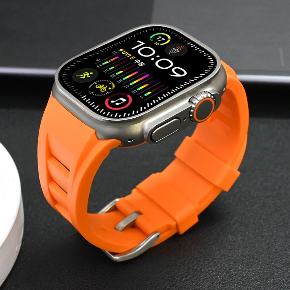 

Ремешок резиновый для Apple Watch Ultra 2 49 мм, спортивный силиконовый браслет для IWatch Series 9 8 7 SE 6 5 3 2 45 мм 42 мм 44 мм