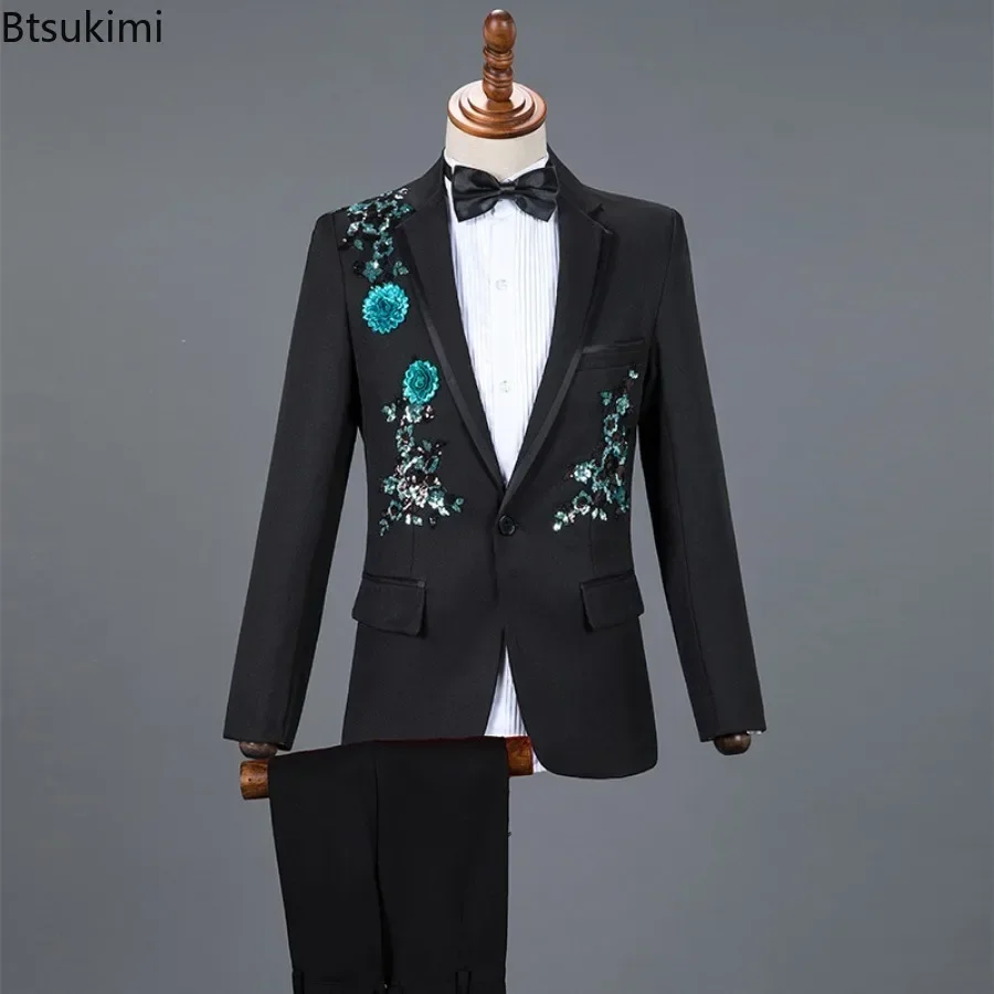 2PCS Men Wedding Groom Tuxedo Suit and Pants