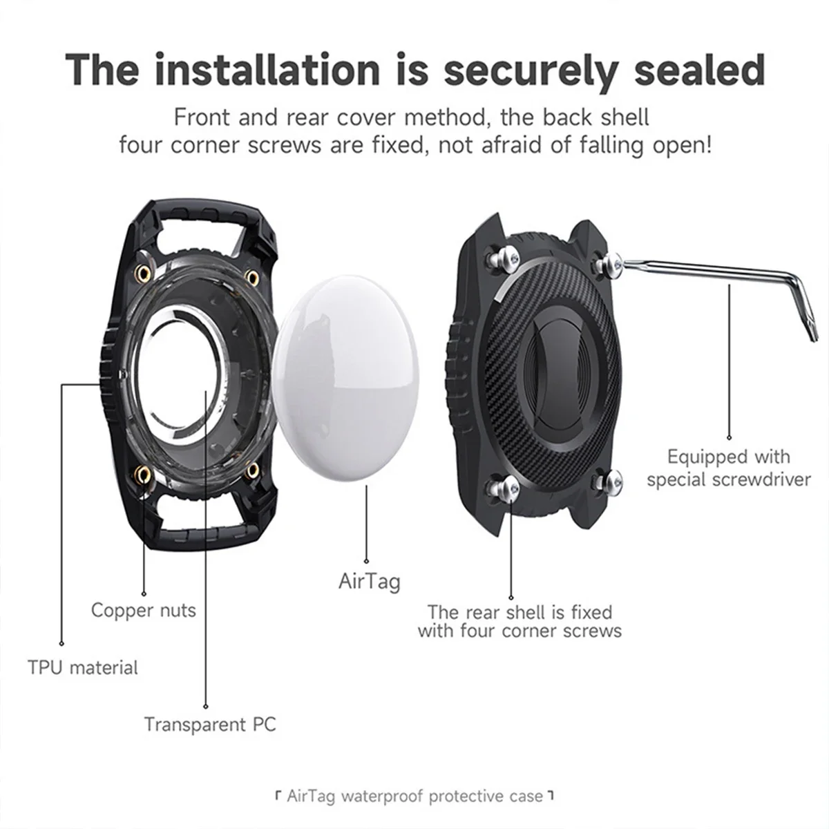 Waterproof Airtag Holder Case with Keychain - Durable TPU Full Protection