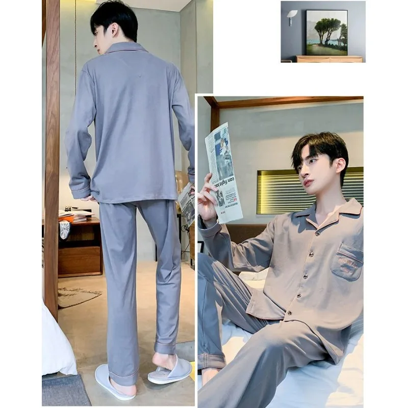Autumn Winter Men's Pajamas Plush Thickened Boys Double-sided German Home Clothing Long Sleeved Pants Thin Youth Loungewear Set