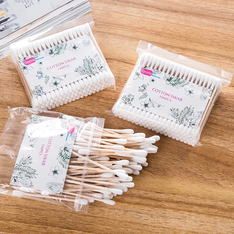 100/500pcs Double Head Cotton Swab Women Makeup Cotton Buds Tip For Wood Sticks Nose Ears Cleaning Health Care Tools 2