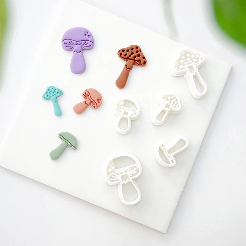 Mushroom Shape Polymer Clay Cutter 25/38mm Exquisite Mushroom Mold DIY Earring Pendant Printing Decoration Pottery Tools