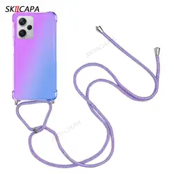 Gradient Silicone Shockproof Crossbody Case for Xiaomi Redmi Note 12 Pro Plus 5G (Purple blue)