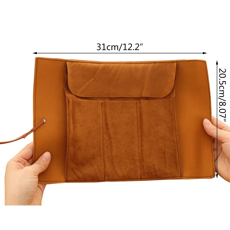 Roll Up Leather Pencil Matte Smooth Cover Paint Brush Colored Pencil Bag images - 6