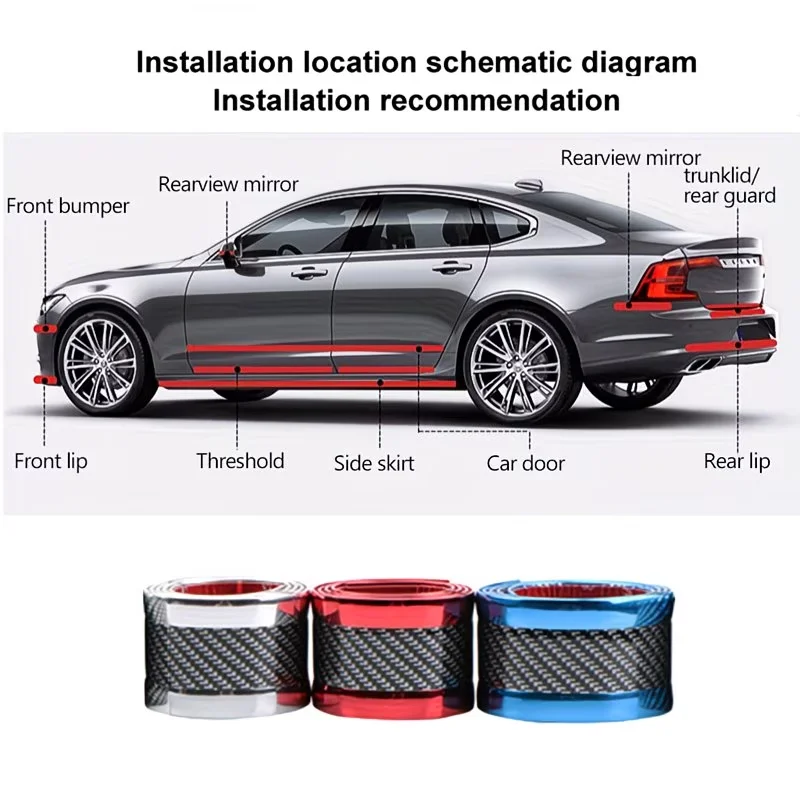 Self-Adhesive Anti-Scratch Car Door Sill Guard with Stylish Stripe Design