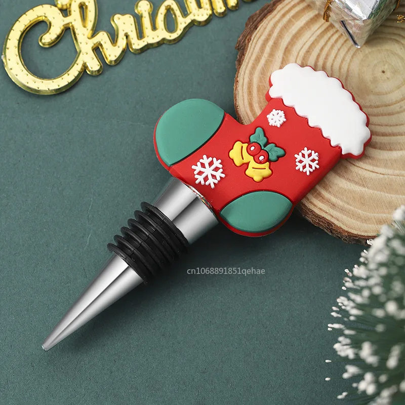 1pc Christmas Wine Stopper Silicone Wine Beverage Bottle Cap Leak Proof Sealed Fresh Wine Champagne Bottles Stopper Sealer