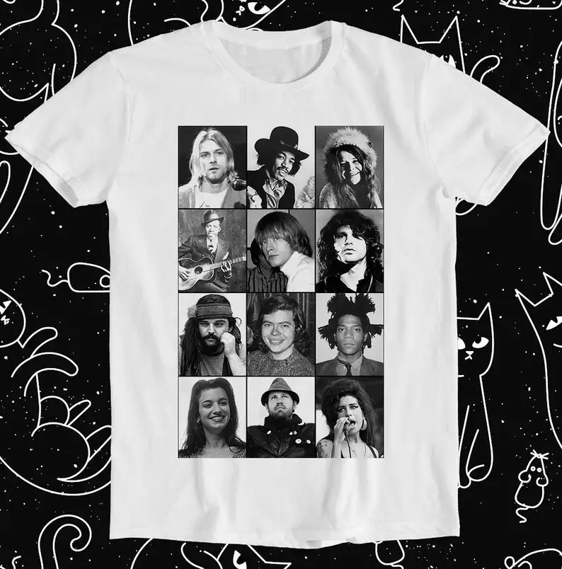 

Celebrities That Died Age 27 Rock Stars Famous Meme Funny Top Style Unisex Gamer Movie Music Gift Cool Tee T Shirt 928