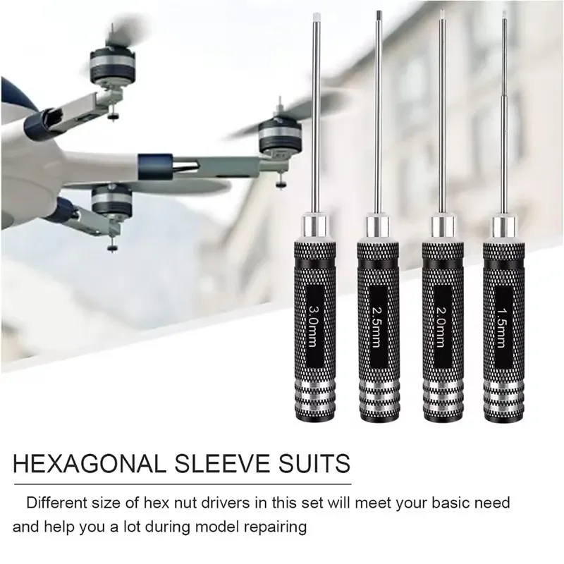 육각 나사 드라이버 스크루 드라이버 세트 FPV 레이싱 드론 헬기 비행기 자동차 보트 RC 부품 용 1.5mm 2.0mm 2.5mm 3.0mm 육각형 도구 키트