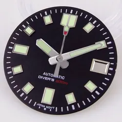 29mm Black & Green Dial with Blue Accents and Luminous Marks (Black dial - hand)