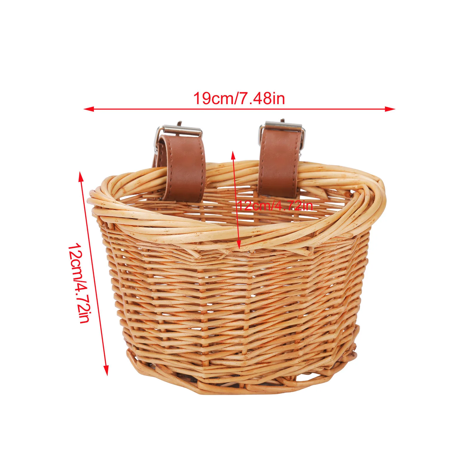 Bicycle Front Wicker Woven Basket for Kids Bike Scooter Handmade Waterproof Detachable Storage Basket Baggage Bags