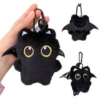 Cute Ghost Wing Black Cat Plush Keychain Kawaii Plushie Animal Stuffed Pendant Big-eyed Punk Bag Accessories Backpack Ornament