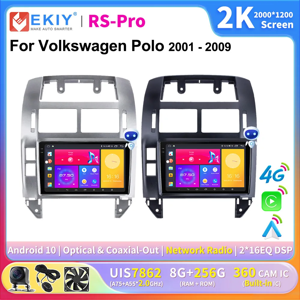 

EKIY 2K Screen Car Radio For Volkswagen Polo Mk4 IV 2001 - 2009 Multimedia Video Player Navigation Android Auto GPS 2 Din Stereo