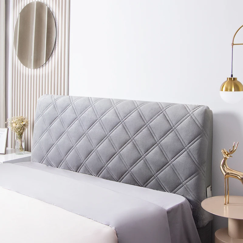 All-inclusive Short Plush Quilting Bed Head Cover Luxury Soft Thicken Velvet Quilted Headboard Cover Solid Color Backrest