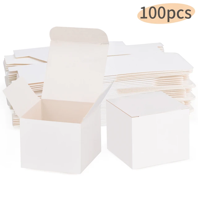 Caja de papel Kraft de 100 piezas, bonita caja de embalaje de caja Kraft,  tamaño pequeño, color blanco