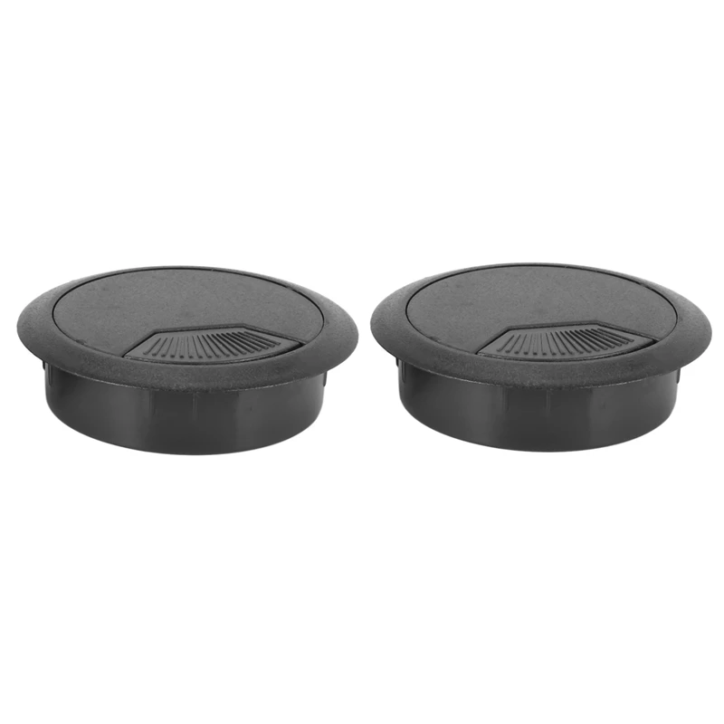 ABMO 200 Pcs Round Plastic Computer Desk Cable Grommet Hole Cover 50Mm Black