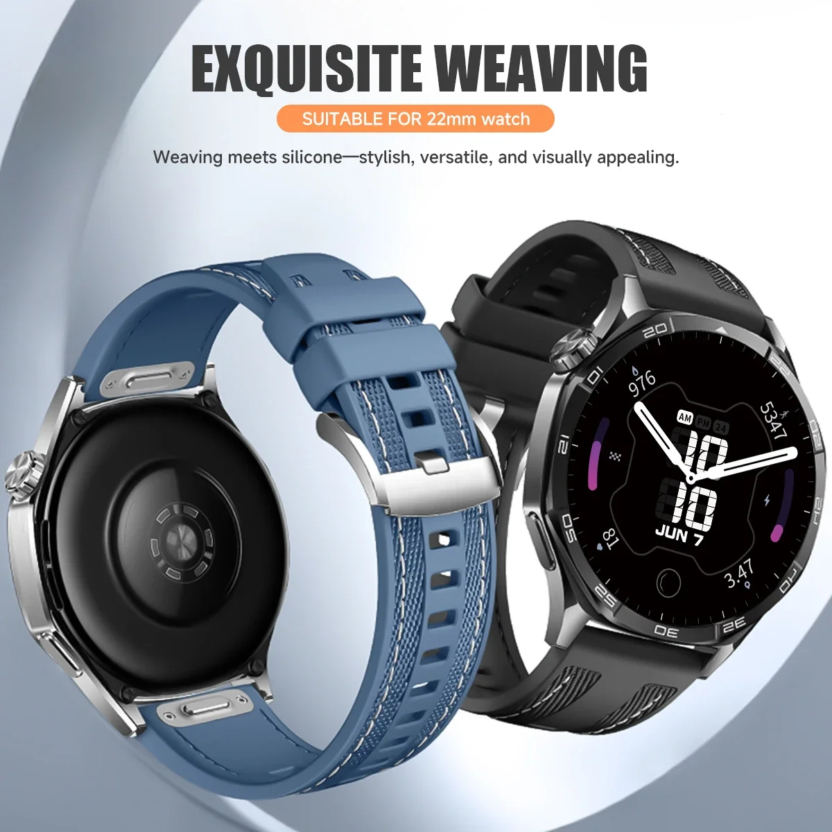 Universal 22mm Nylon Silicone Sport Strap with Quick Release Feature