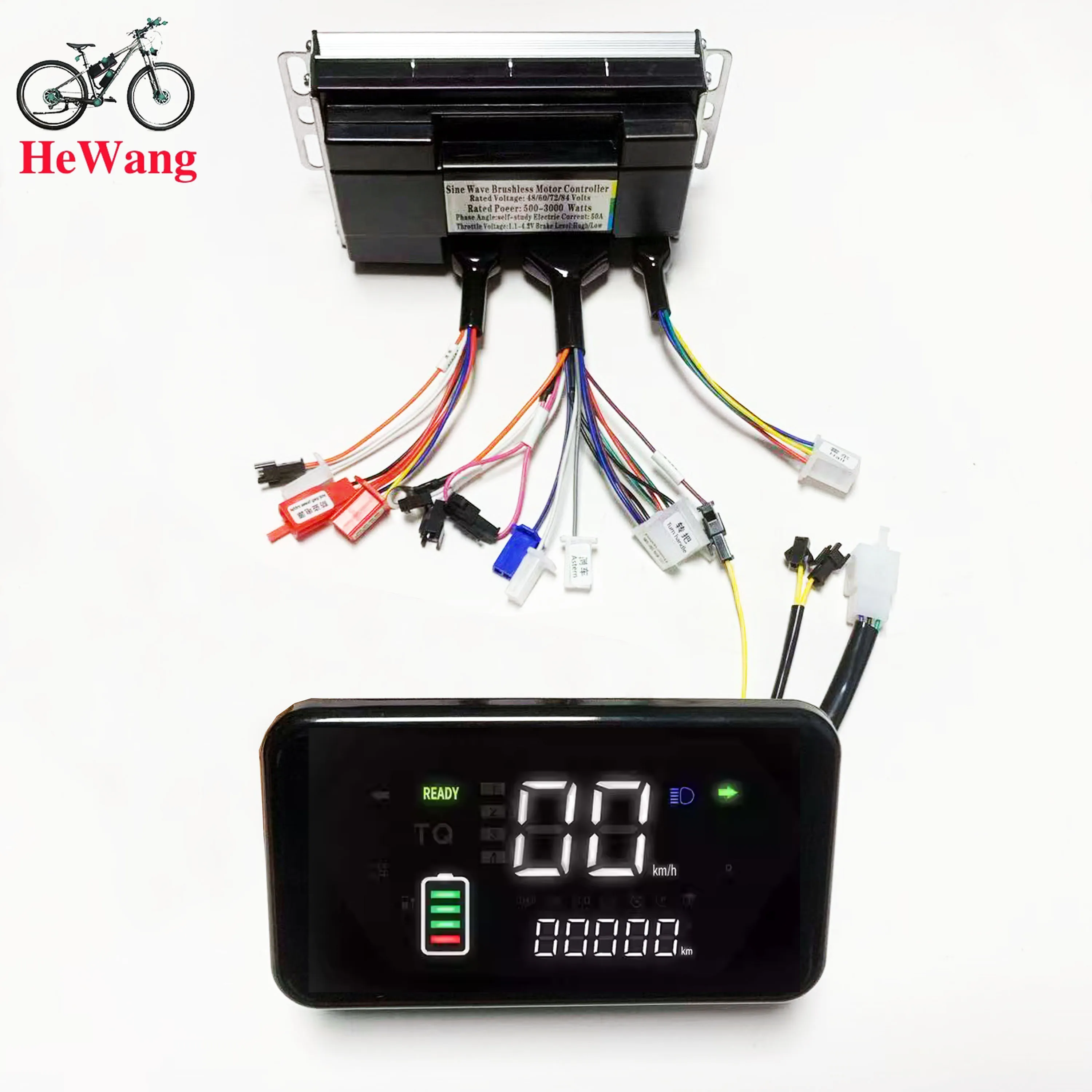 48V 60V 72V 50A 3000W Brushless Motor Controller with Speed Display LCD meter