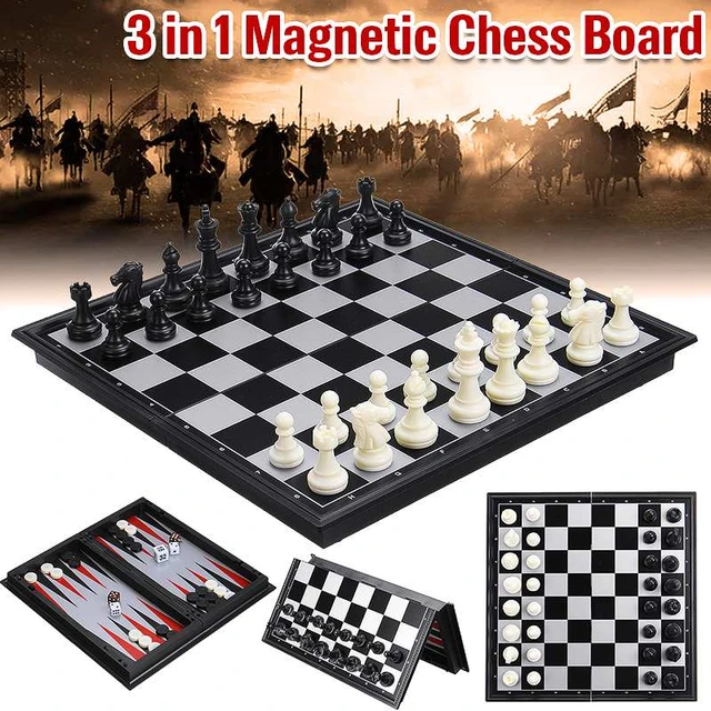 Magnetic Travel chess set 3×1 With folding chess board Educational