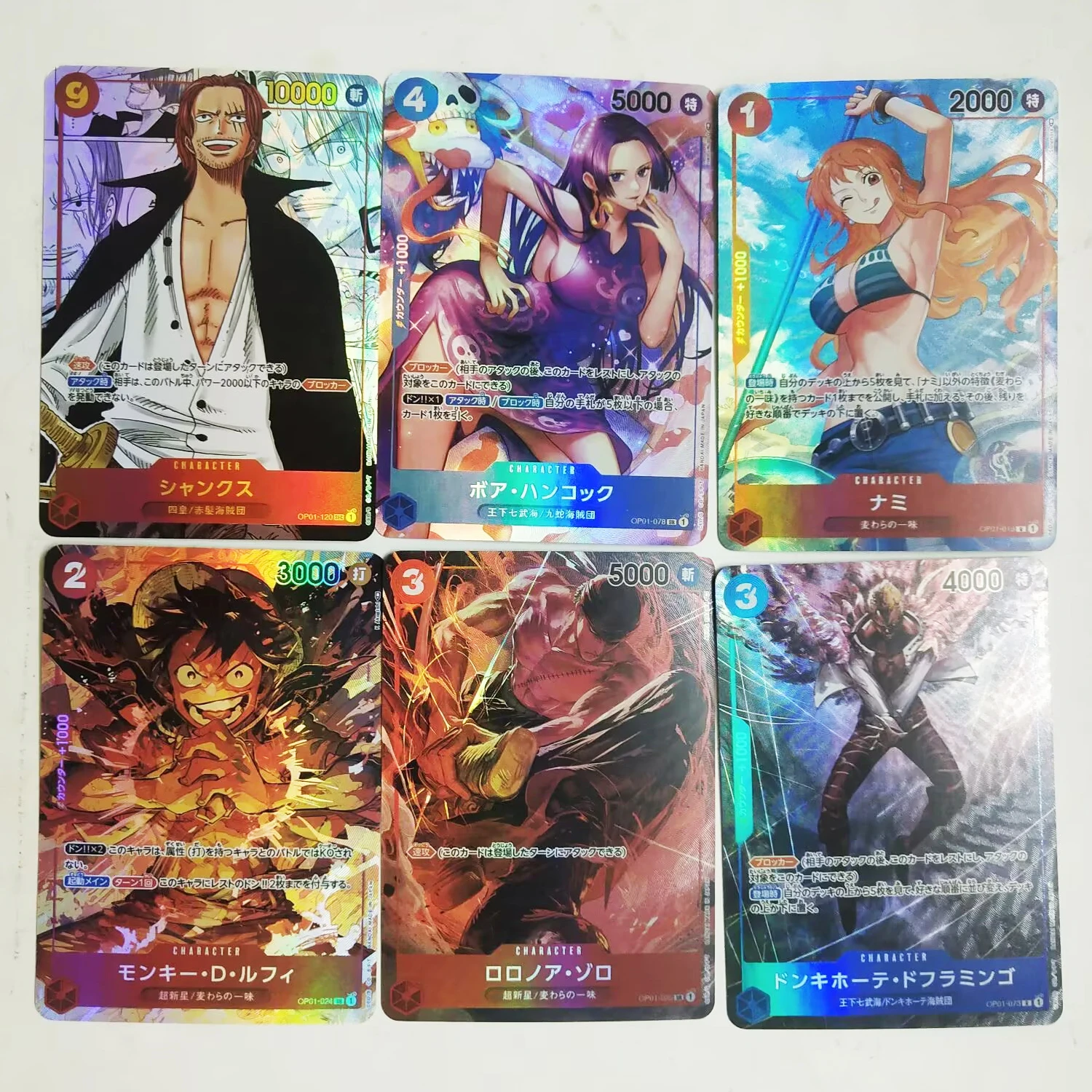 4 Style One Piece Luffy Zoro Nami Hancock Shanks Color Flash Card OP01 Classic Anime Game Collection Cards Diy Gift Toy