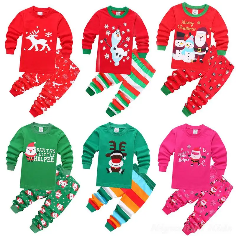 Tanie 2023 nowe świąteczne piżamy dla dzieci piżamy maluch dziewczyna zestaw ubrań bożonarodzeniowych Cute Snowman
