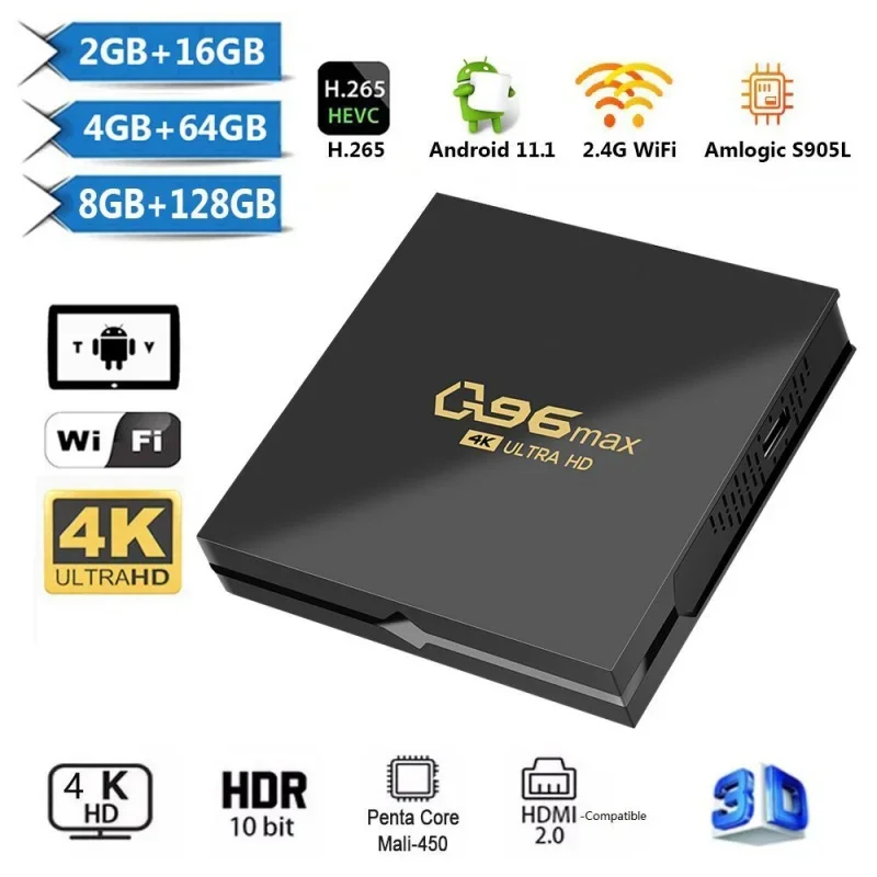 Q96 Max Smart Tv Box Android 11 Amlogic S905 Quad Core 4K Full Hd Set Top Box Lettore Multimediale 2.4Gwifi H.265 Home Theater Ck15