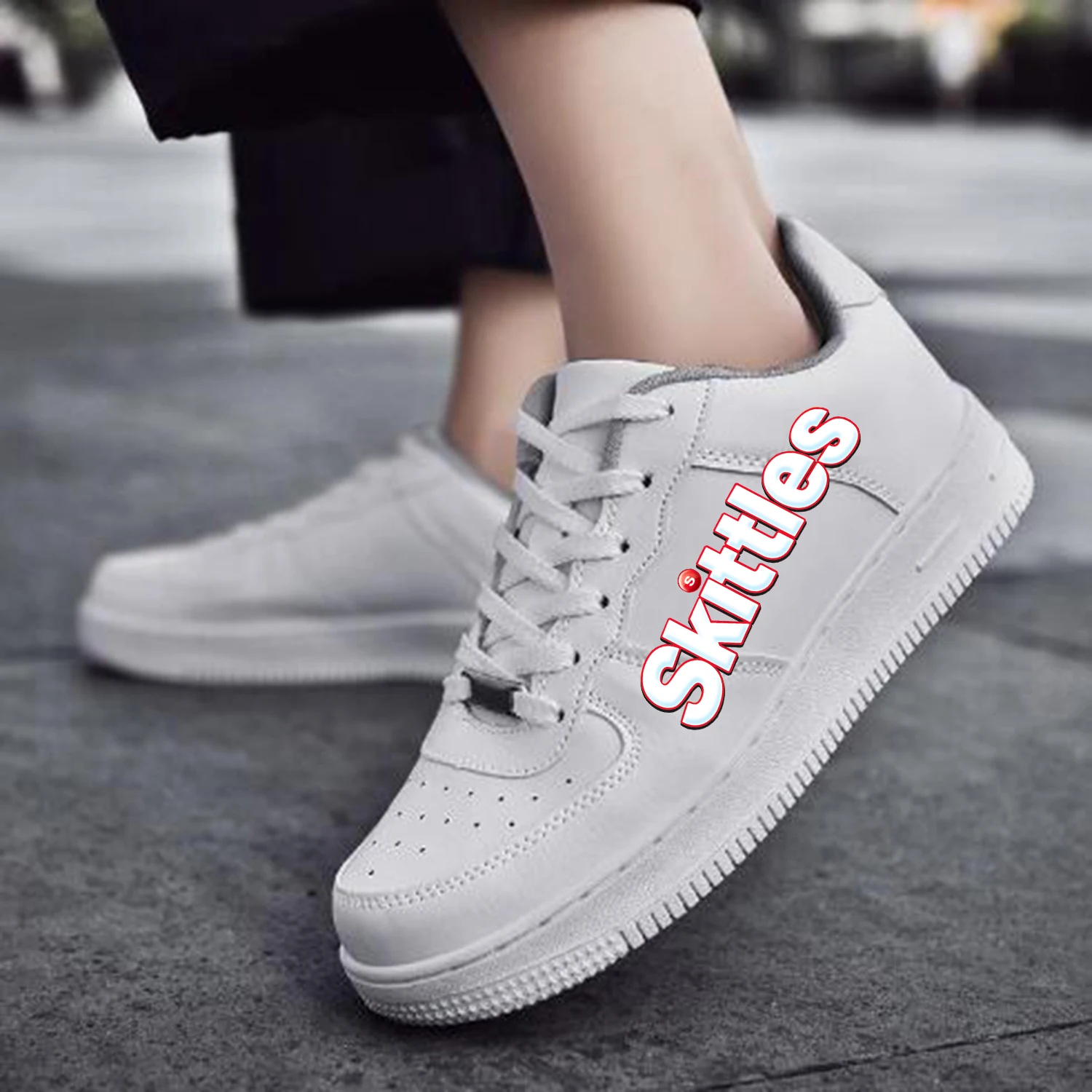 Skittles Fruity AF Basketball Mens Womens Sports Running High Quality Flats Force Sneakers Lace Up Mesh Customized Made Shoe DIY