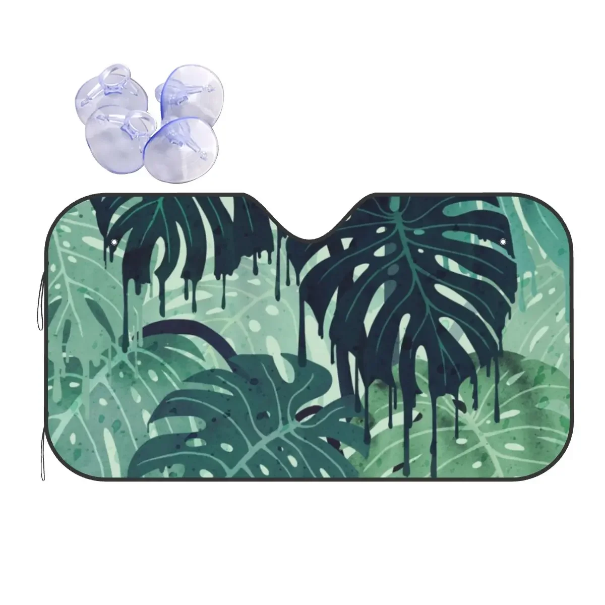 

Солнцезащитный козырек для лобового стекла Jungle Monstera, Тропическое зеленое растение, универсальный автомобильный передний козырек 70x130 см, защита от солнца