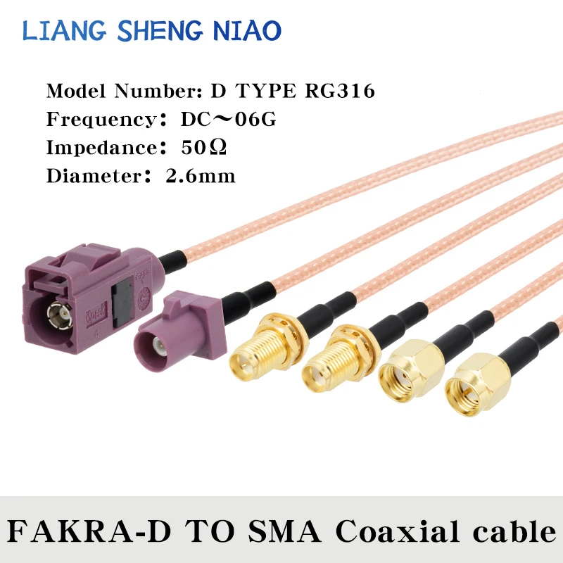 

RG316 Coax Cable line FAKRA D TYPE TO SMA Male Female Coaxial cable Connector RF Crimp for Cable GPS Antenna 6G FAKRA D TYPE