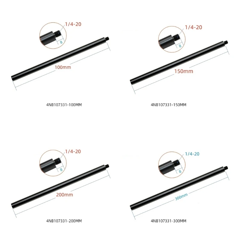 

Aluminum Extension Rod 1/4" Female Bottom 1/4" Male Top Poles Tripods Extend Length for Photography Equipment Dropship
