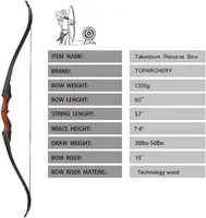 60inch Archery bow Recurve Bow 30-50lbs Take-down bow Outdoor Red Wooden Hunting Shooting bow 2