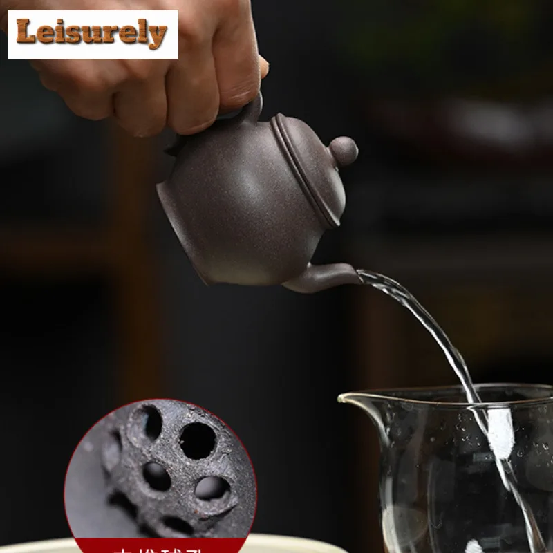 130ml Boutique Yixing Purple Clay Teapots Handmade Palace Lantern Pot Raw Ore Hundred Mesh Sand Mud Kettle Chinese Zisha Tea Set