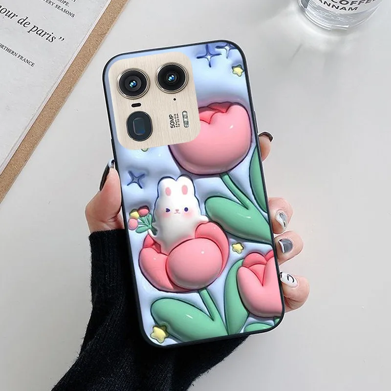 Lovely Cartoon Flower Soft Silicone Phone Cover for Motorola Edge 50 Ultra
