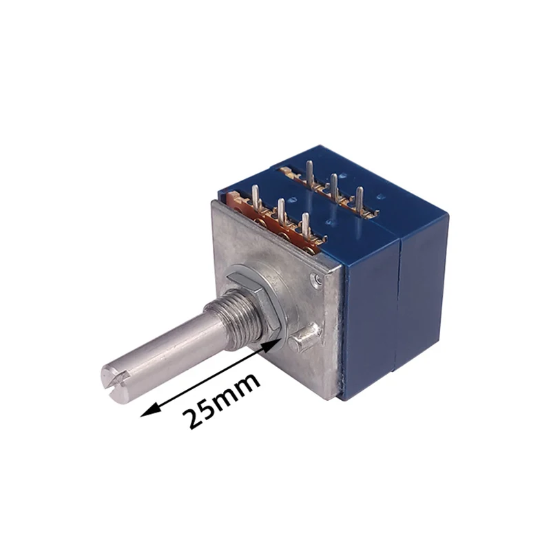 Original Alpen rk271 Serie Audio Dreh potentiometer 5k 10k 20k 50k 250k 500k k Dual-Unit 6pin geschlitzt 25mm Griff 10 ~ kax2