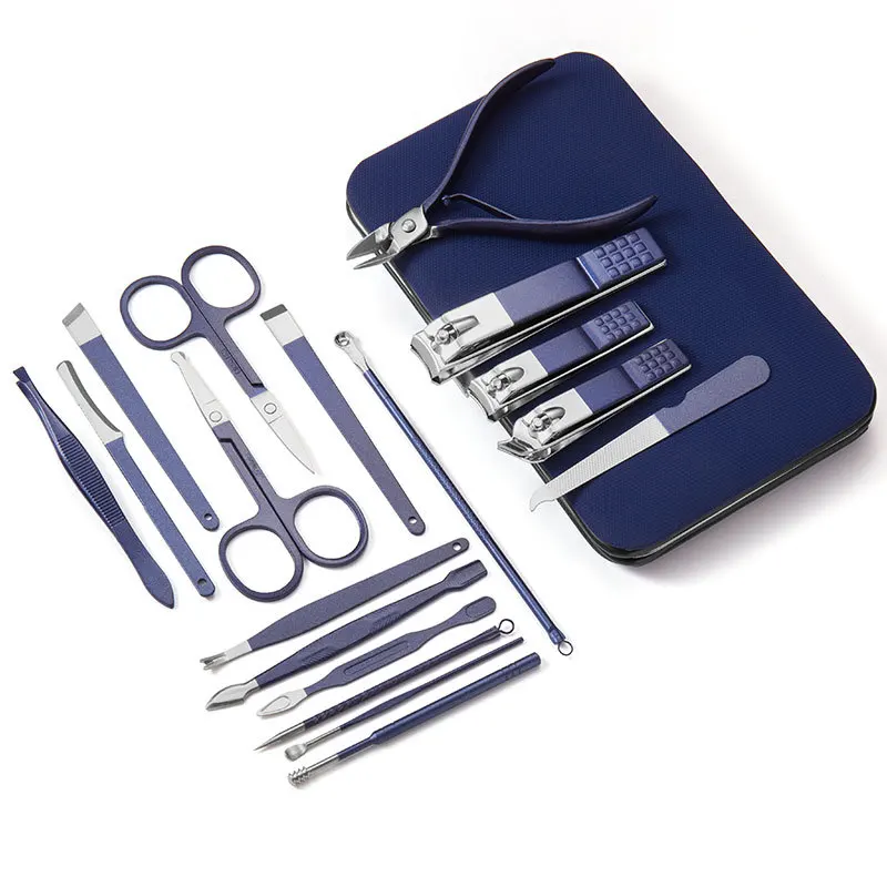 Blue Nail Clipper Manicure Set Hairdressing Manicure Set Stainless Steel Nail Clipper Tool 7 10 12pcs