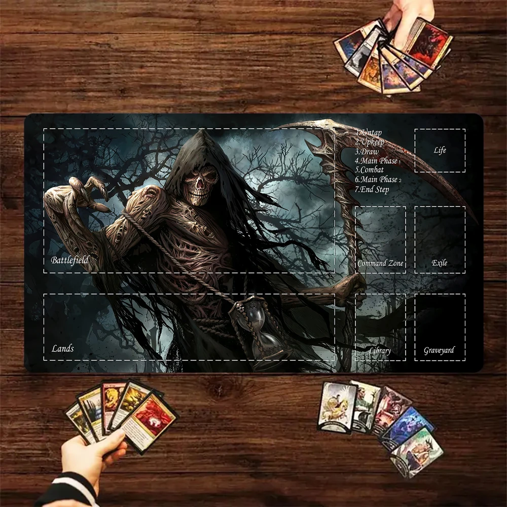 Magic Card Playmat with zone Terrifying Skeleton Man Death God MTG