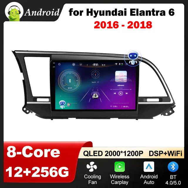 Car Radio Mulltmedia Player 9 '' for Hyundai Elantra 6 2016 2017 2018 GPS Navi Android Wireless Carplay Audio DSP IPS HD Screen
