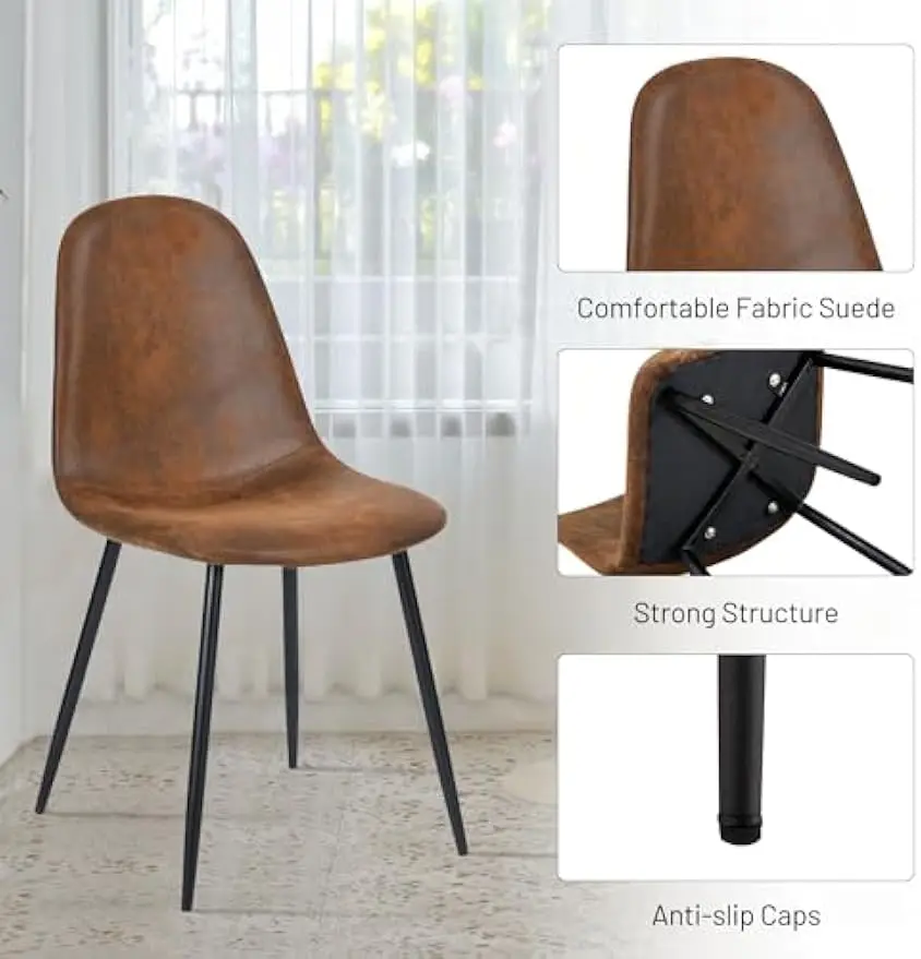 Dining Chairs Comfortable Upholstered Side Seating Armless for Home Kitchen Bedroom Living Room Guest Restaurant Cafe