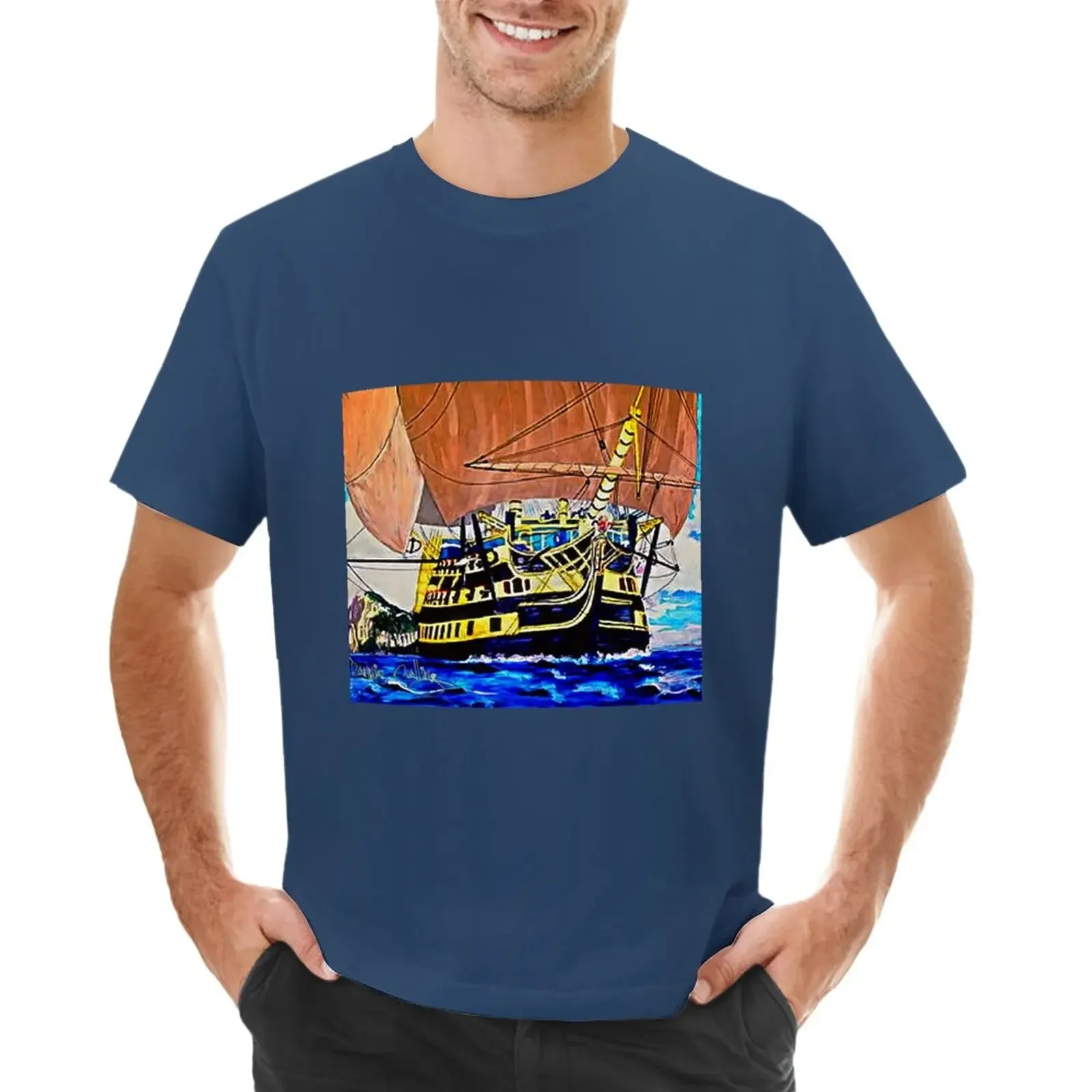 La Mia Pittura Acrilica Di Hms Victory Lasciare Gibraltar 1805 T-Shirt Camicetta Anime Vestiti Anime Abbigliamento Da Uomo