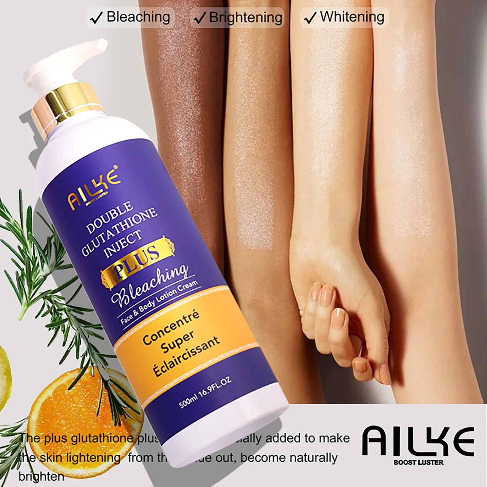 AILKE Glutathione PLUS Skin Care Set, Advanced Lightening Lotion, Moisturizes softens skin, Skin Glowing Range for Men Women 4