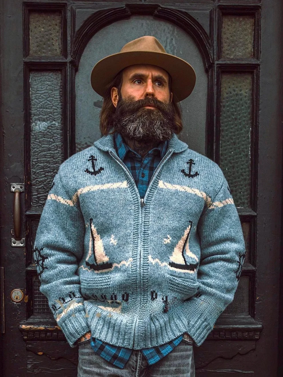 MTRobson American Retro Knitted Woolen Sweater Coat Thiened Winter Casual Wear with Ivy Collar Long Sve Knitwear