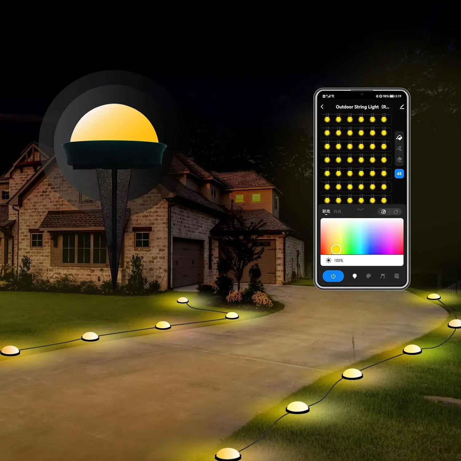 Outdoor LED Light IP65 Smart Wifi USB 10M 20M Voice APP Remote Control Garden Light for Lawn Courtyard Christmas Festival Lamp 5